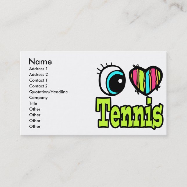 Helles Auge Herz I Liebe Tennis Visitenkarte (Vorderseite)