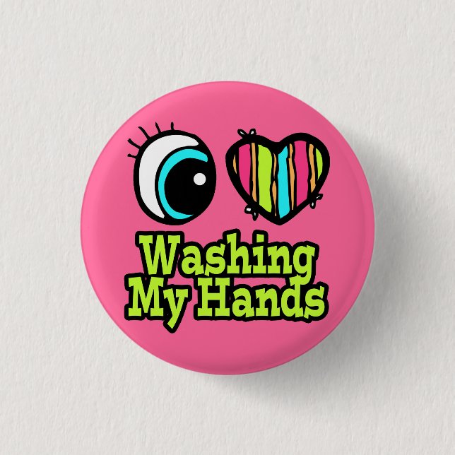 Helles Auge Herz I Liebe waschen mir die Hände Button (Vorderseite)