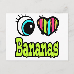 Helles Auge Herz Ich liebe Bananen Postkarte
