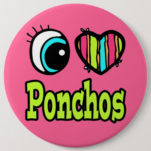Helles Auge Herz Ich liebe Ponchos Button (Vorderseite)
