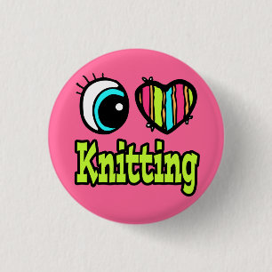 Helles Auge Herz Ich liebe Stricken Button