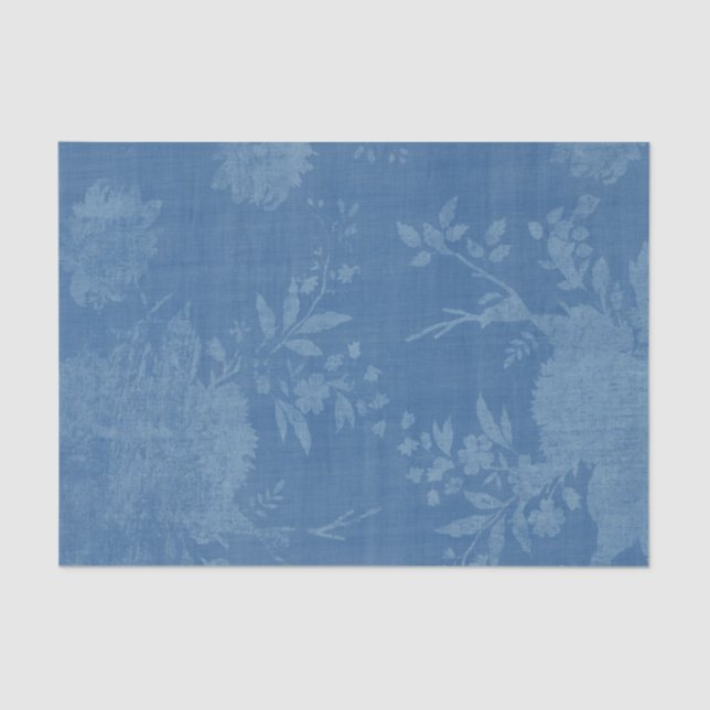 Helles Blau auf blauem Blumenmuster Seidenpapier (Vorderseite)