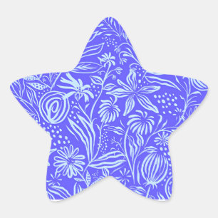 Helles Blau-Lila-Blumenmuster Stern-Aufkleber