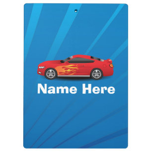Helles Blau mit rotem Sport-Auto flammt Klemmbrett