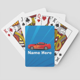 Helles Blau mit rotem Sport-Auto flammt Spielkarten