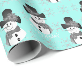 Helles Blau mit Schneemann Geschenkpapier