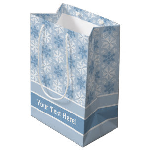 Helles Blau und Winter Weiße Schneeflocke Muster Mittlere Geschenktüte