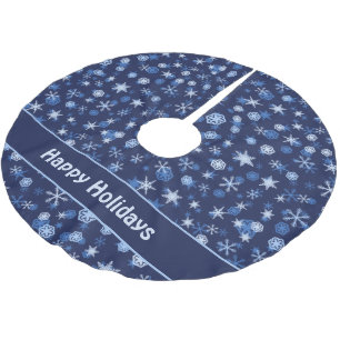 Helles Blau und Winter Weiße Schneeflocke Muster Polyester Weihnachtsbaumdecke