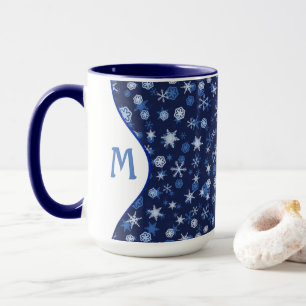 Helles Blau und Winter Weiße Schneeflocke Muster Tasse