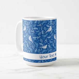 Helles Blau und Winter Weiße Vögel Blumenmuster Kaffeetasse