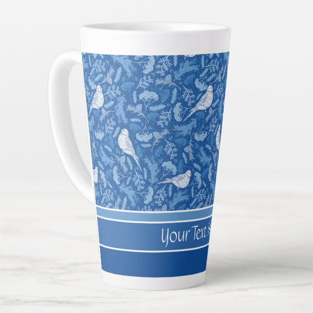 Helles Blau und Winter Weiße Vögel Blumenmuster Milchtasse (Linke Ecke)