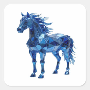Helles Blaues BLAUES GLAS PFERD Quadratischer Aufk Aufkleber