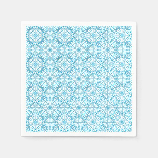Helles, blaues, geometrisches Symmetriemuster Serviette (Vorderseite)