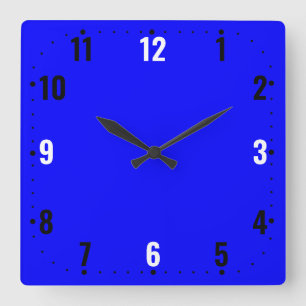 Helles blaues Gesicht mit Zahlen - Rahmenlos  Quadratische Wanduhr