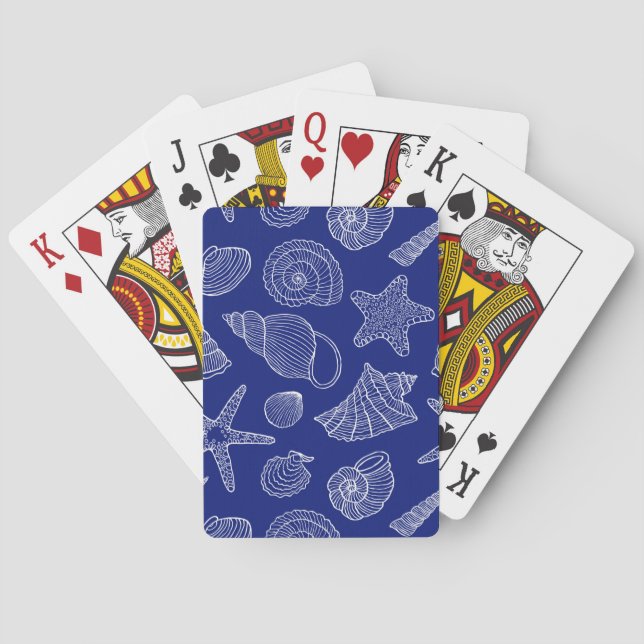 Helles blaues Muschel-Muster Spielkarten (Rückseite)