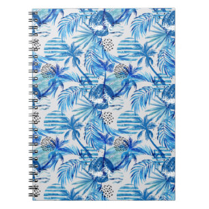 Helles blaues tropisches Aquarell-Muster Notizblock