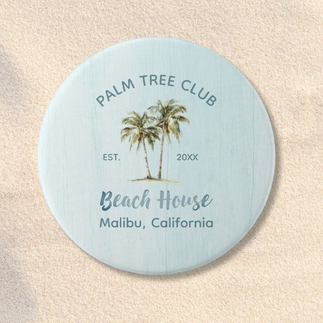 Helles Blue Wood Palm Trees Modernes Beach House Button (In situ)