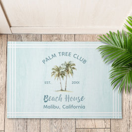 Helles Blue Wood Palm Trees Modernes Beach House Fußmatte