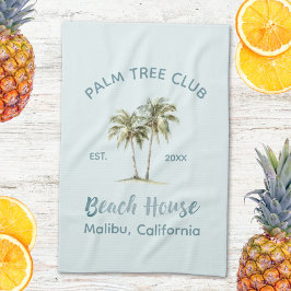 Helles Blue Wood Palm Trees Modernes Beach House Geschirrtuch