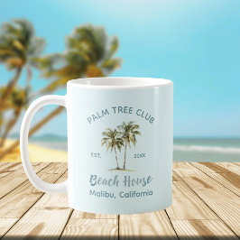 Helles Blue Wood Palm Trees Modernes Beach House Kaffeetasse