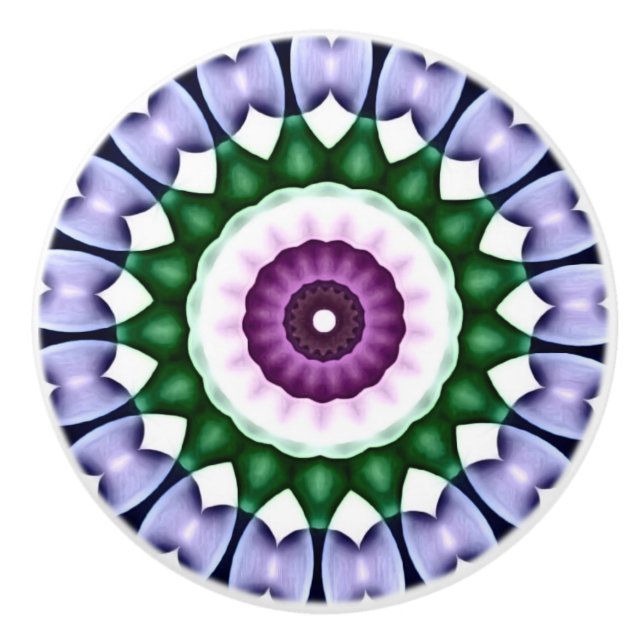 Helles Blumen-Kaleidoskop mit Chrom-Überlagerung Keramikknauf (Vorderseite)