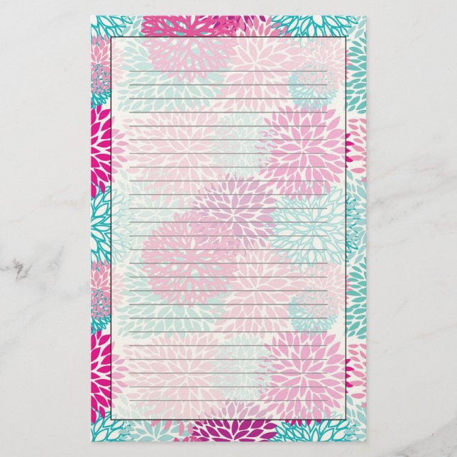 Helles Blumenmuster 2 Briefpapier (Vorderseite)