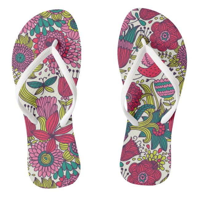 Helles Blumenmuster Flip Flops (Fußbett)