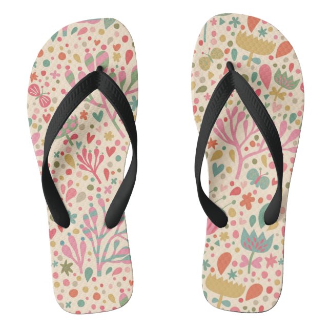 Helles Blumenmuster Flip Flops (Fußbett)