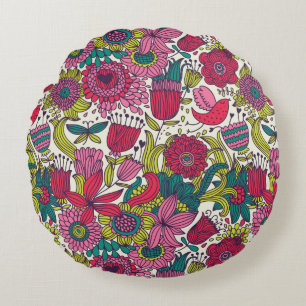 Helles Blumenmuster Rundes Kissen