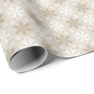 Helles braunes Tan Winterweißes Schneeflockenmust Geschenkpapier