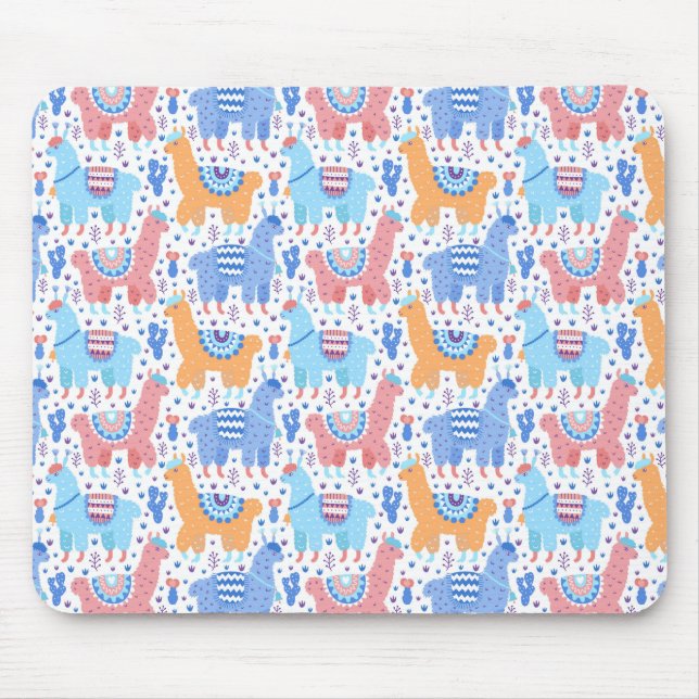 Helles buntes Alpaka-Muster Mousepad (Vorne)