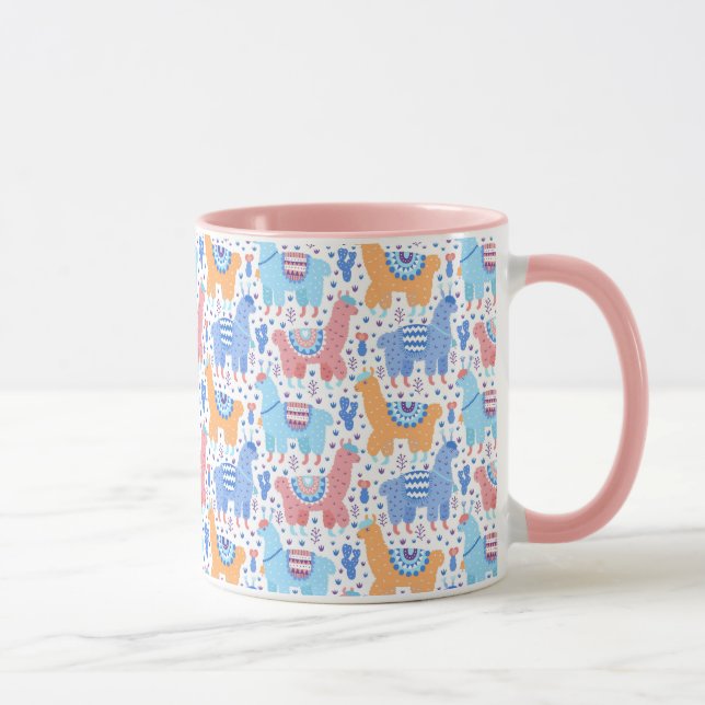 Helles buntes Alpaka-Muster Tasse (Rechts)