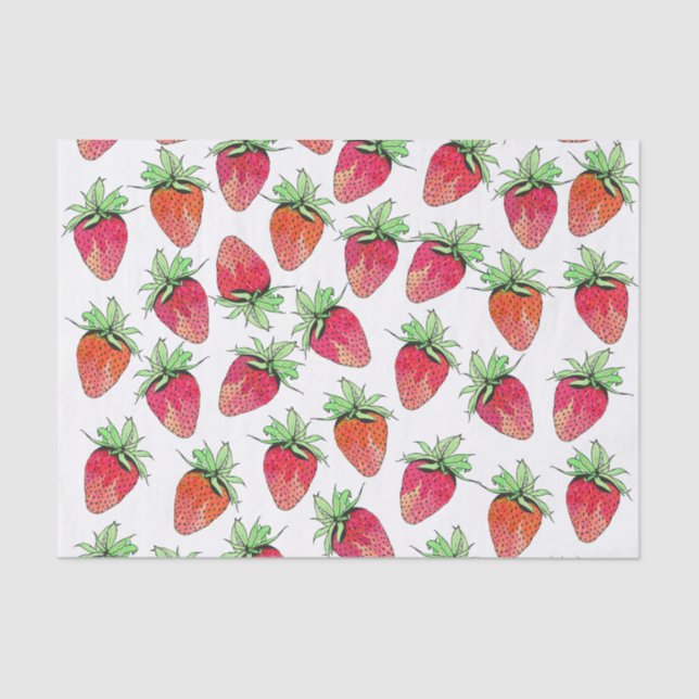 Helles buntes Aquarell-fruchtige Erdbeeren Seidenpapier (Vorderseite)