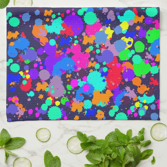 Helles buntes Farben-Spritzerneontuch Handtuch (Gefaltet)