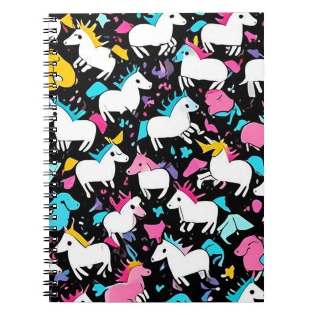 Helles Cartoon Unicorns-Notebook Notizblock (Vorderseite)
