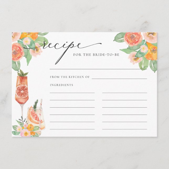 Helles Cocktailrezept für die Braut Begleitkarte (Vorderseite)