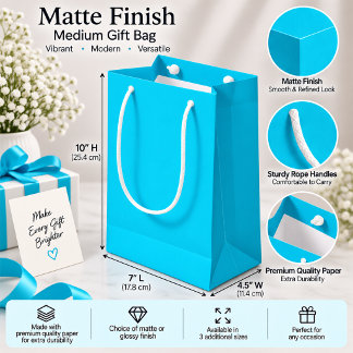 Helles Cyan Moderne Einfarbe Mittlere Geschenktüte
