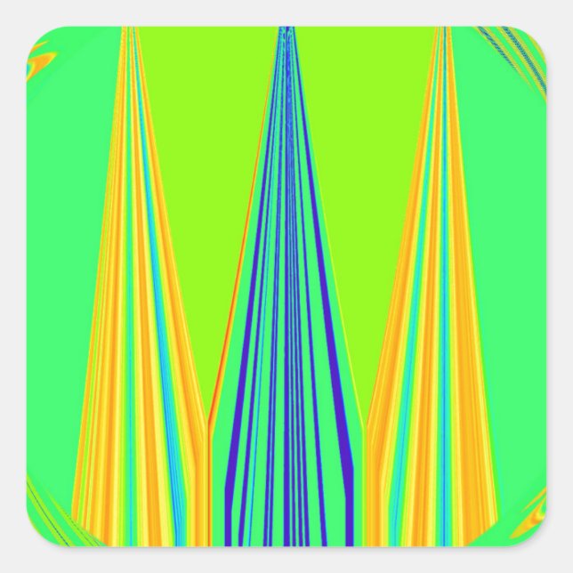 Helles Design Edgy Geometrie Neon Muster Quadratischer Aufkleber (Vorderseite)