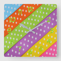 Helles Farbband Polka Punktmuster Wand-Uhr