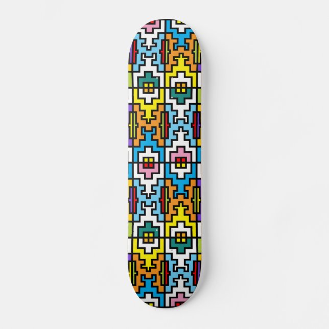 Helles Farbeafrikanermuster Skateboard (Vorderseite)