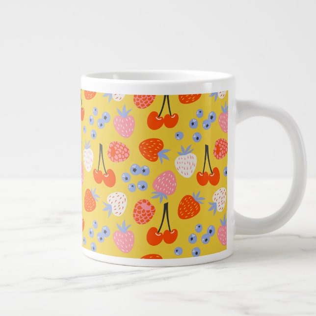 Helles, farbenfrohes Berry Frucht Muster Jumbo-Tasse (Rechts)