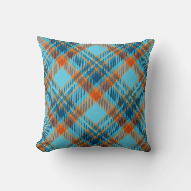 Helles, farbenfrohes, modernes Tartan-Kariertes Mu Kissen (Vorderseite)