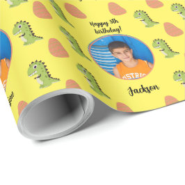 Helles, farbiges Foto Text Dinosaurier Ei Geschenkpapier