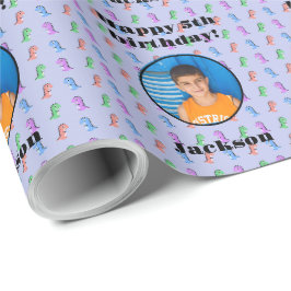 Helles, farbiges Foto Text Dinosaurier Muster Geschenkpapier