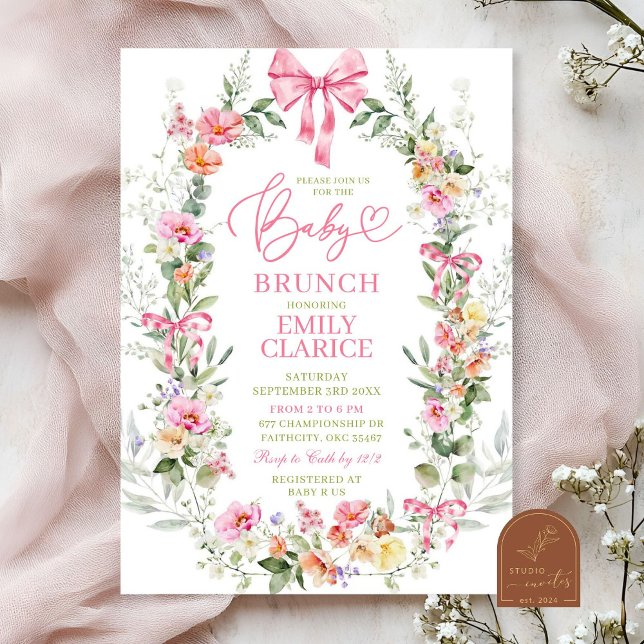 Helles, farbiges Frühlingsfloral Girl Baby Brunch Einladung (Von Creator hochgeladen)