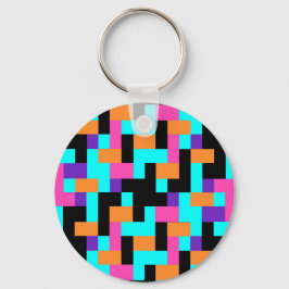 Helles, farbiges geometrisches Quadrat-Muster Schlüsselanhänger