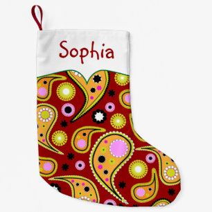 Helles farbiges Paisley personalisiert Kleiner Weihnachtsstrumpf
