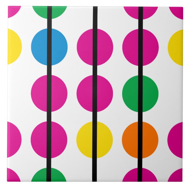 Helles farbiges Polka Dot Strip Muster Fliese (Vorderseite)