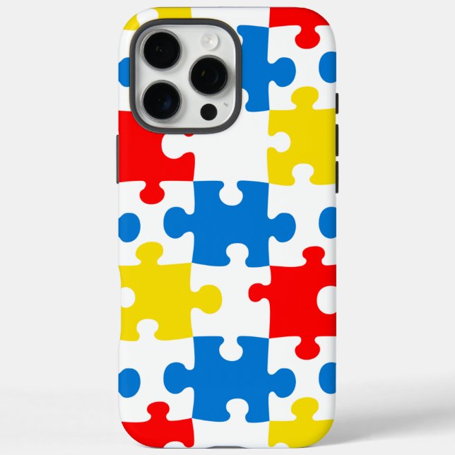 Helles, farbiges Puzzlespiecmuster iPhone 16 Pro Max Hülle (Rückseite)
