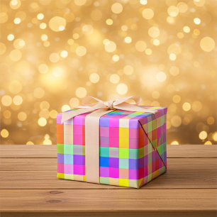 Helles, farbiges Rainbow-Quadrat Geschenkpapier Set